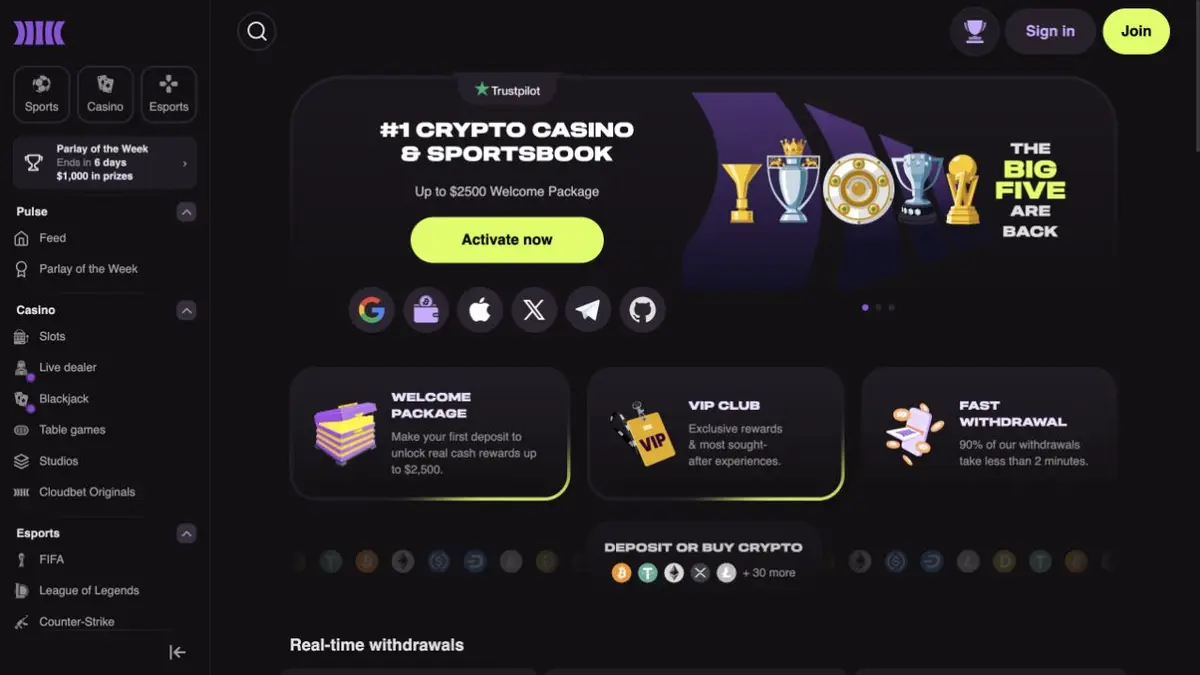 Cloudbet casinoets brugerflade i dansk anmeldelse