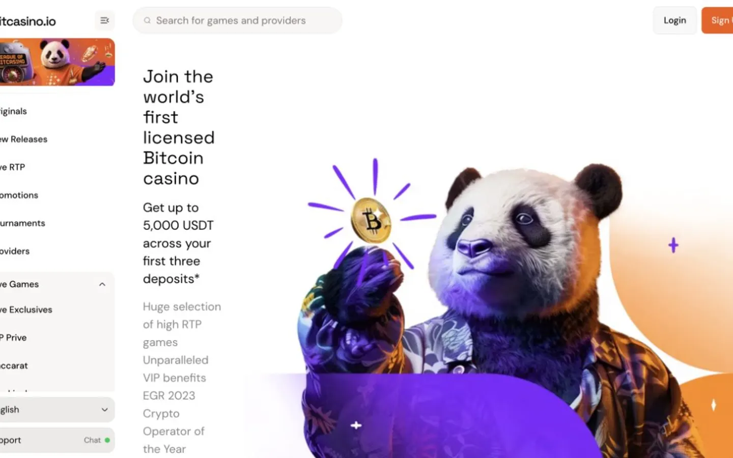 Bitcasino.io brugerflade og casinospil