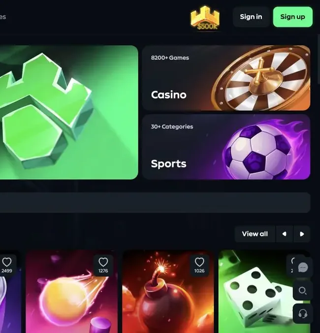 Gamdom kasse, spil eller kontofunktioner
